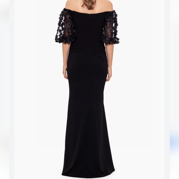 Xscape Melanie 3D Floral Sleeve Gown - Picture 2 of 6